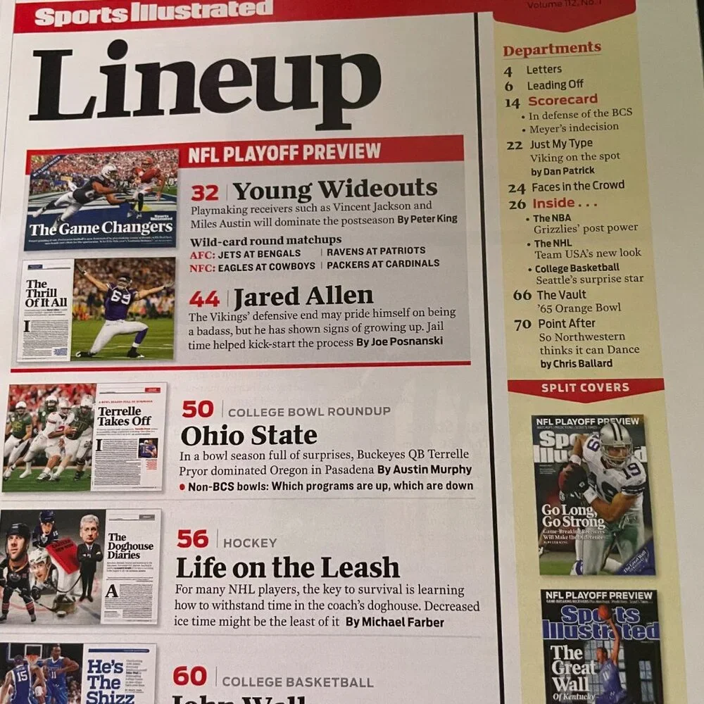 Sports Illustrated Magazine u January 11 2010 Vol 112 No 1 NFL Playoff Preview - Picture 5 of 9